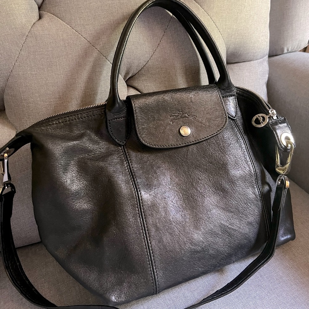 Longchamp Le Pliage Cuir Top Handle with strap